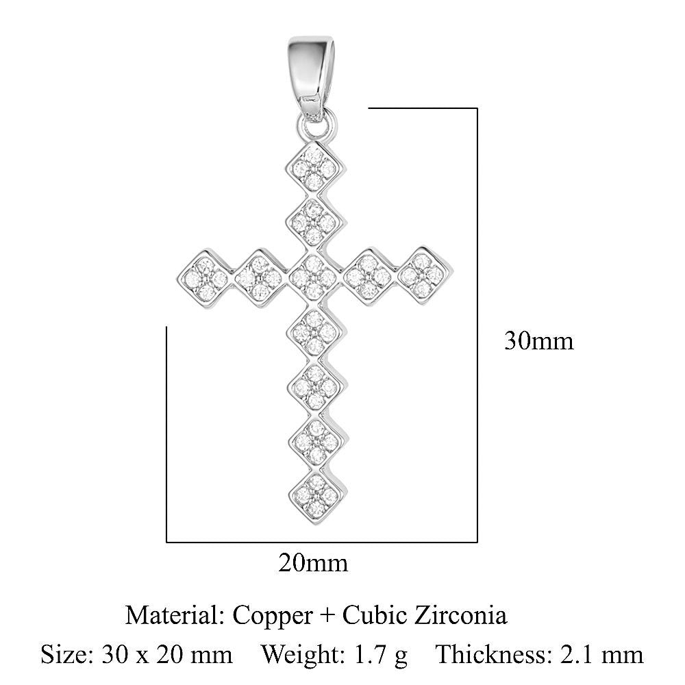 Cross Copper Micro-Inlaid Zirconia Pendant