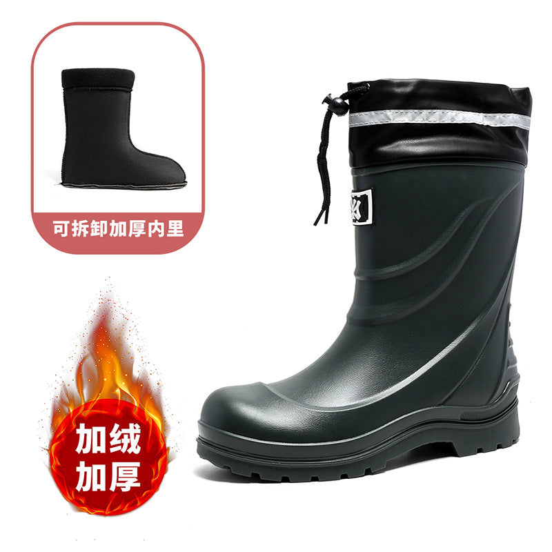 Fashion medium tube rain shoes men's waterproof