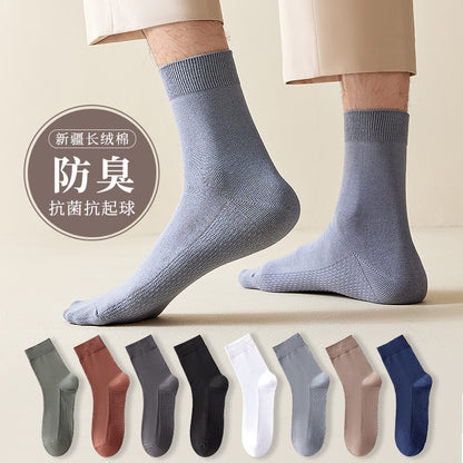 Spring-Autumn Cotton Anti-Odor Men's Mid-Calf Socks