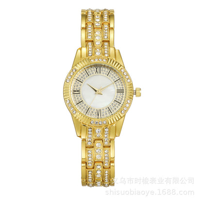 Rhinestone Shell Dial Women's Quartz Watch