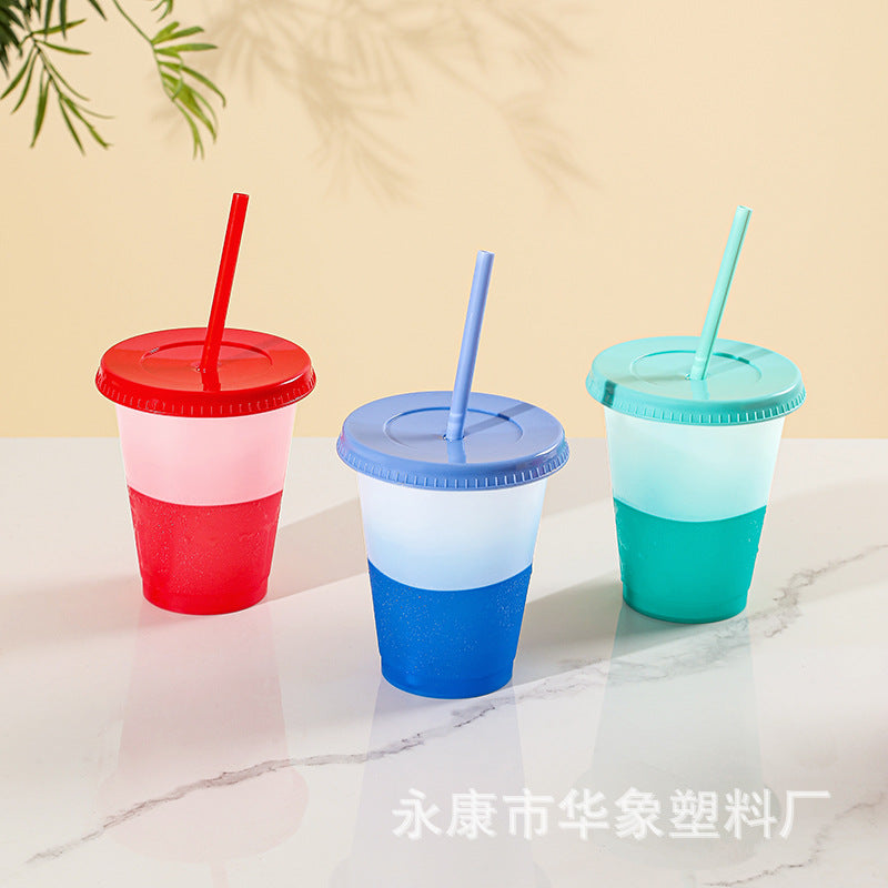 PP temperature-sensing plastic color-changing cup 16oz