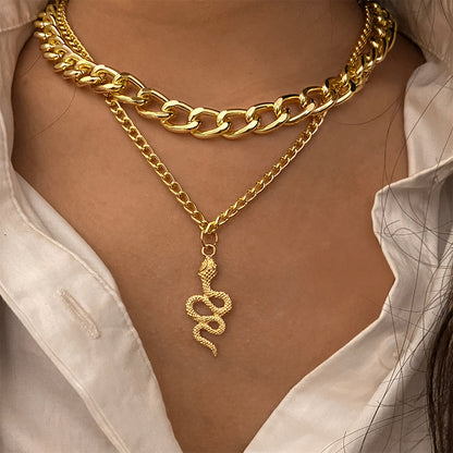 Women's snake pendant double clavicle necklace