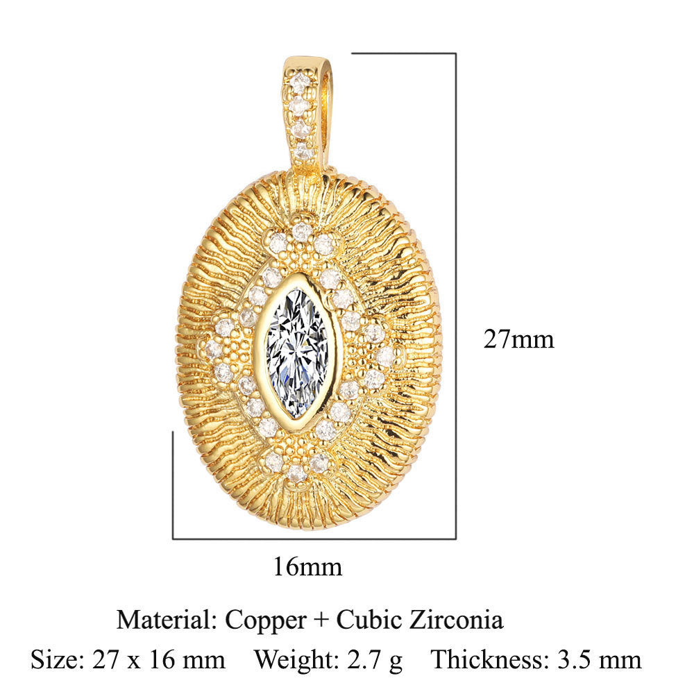 Zircon copper Color zirconium copper micro-inlaid necklace pendant