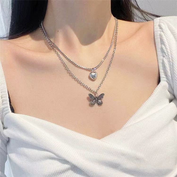 Hip Hop Necklace Butterfly Pendant Necklace