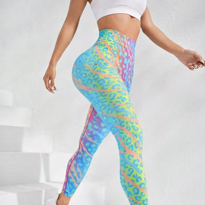 Seamless Tie-Dye Peach Yoga Pants High-Waist Butt-Lifting