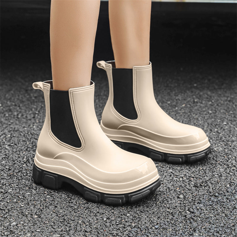 Rain boots thick-soled wear-resistant elastic band