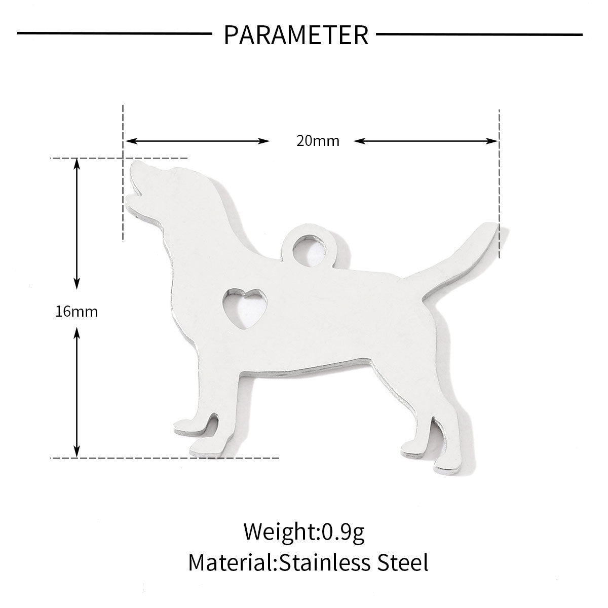 20 pcs/pack, love spotted dog titanium steel pendant.