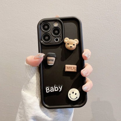 Apple 15 Pro High Bamboo Coffee Bear iPhone 11/12 Full Cover Shockproof