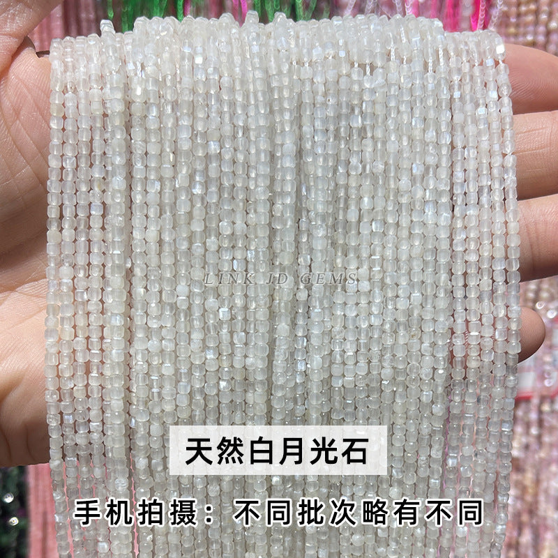 2Mm natural crystal cut sugar cube loose beads