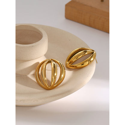 Geometric arc multi-layer hollow earrings