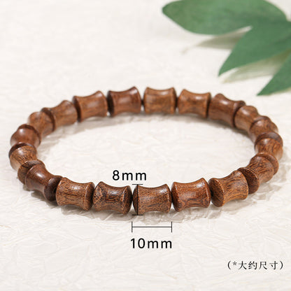 Golden silk sandalwood bamboo bead single ring bracelet