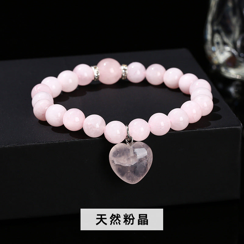 Natural powder crystal love pendant bracelet