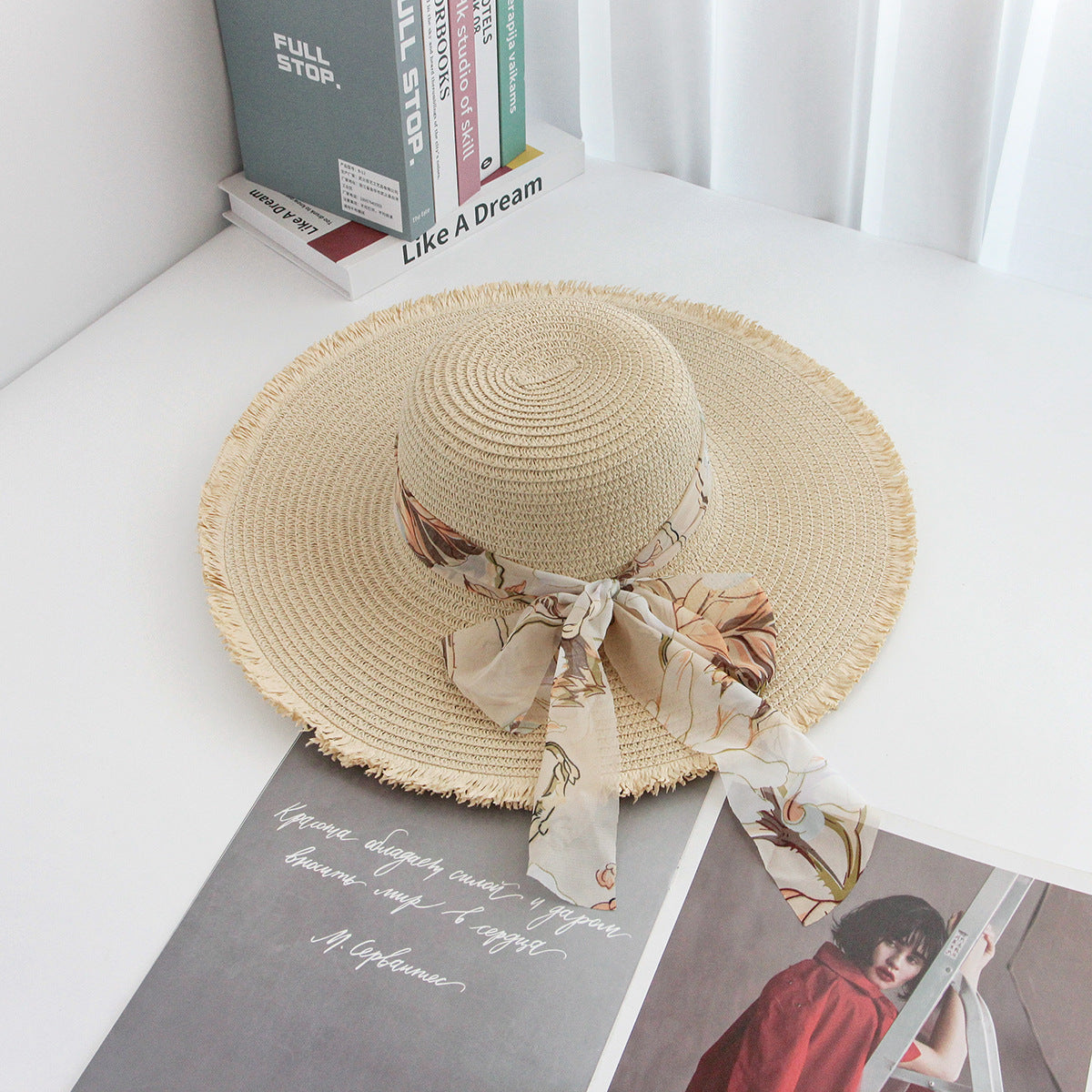 New Beach Hat Handwoven Raffia Vacation Wide Brim Sun