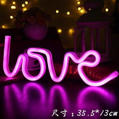 LED neon light arrangement small colored lights