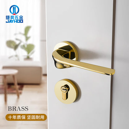 Solid wood door golden lock