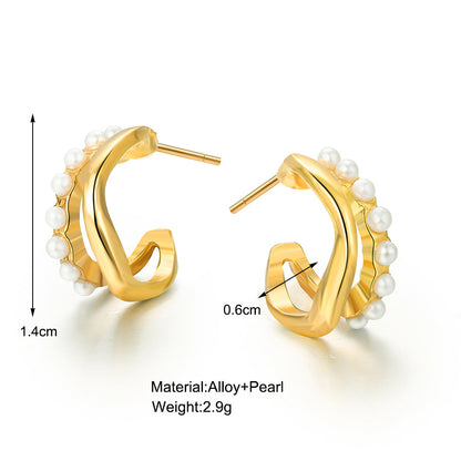 Temperamental metal twisted wave earrings