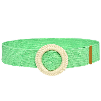 Wooden buckle woven belt temperament