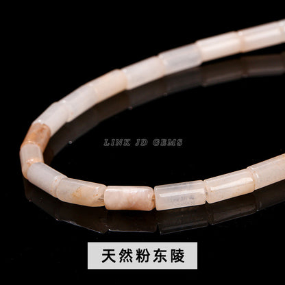 4 * 9 natural jade powder crystal round tube loose beads