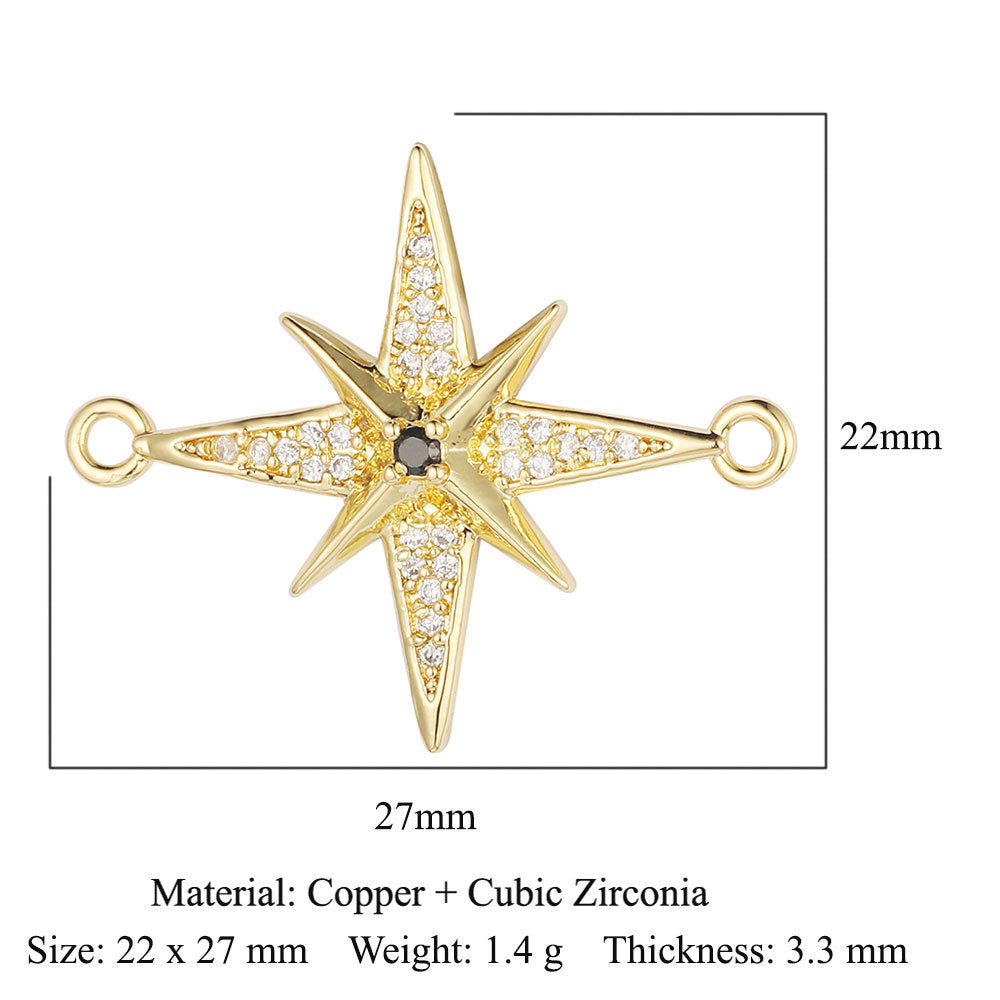 Angel Star Moon Copper Zircon Connection Accessories