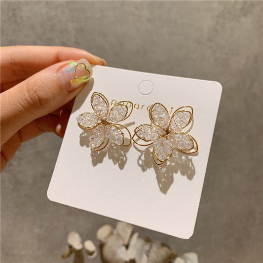 Three-dimensional flower earrings 925 silver needles