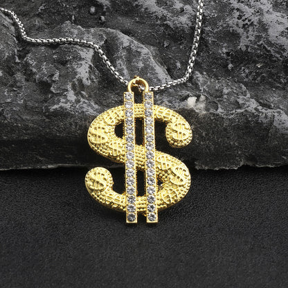 Hip Hop Style Dollar Symbol Titanium Steel Men's Pendant Necklace