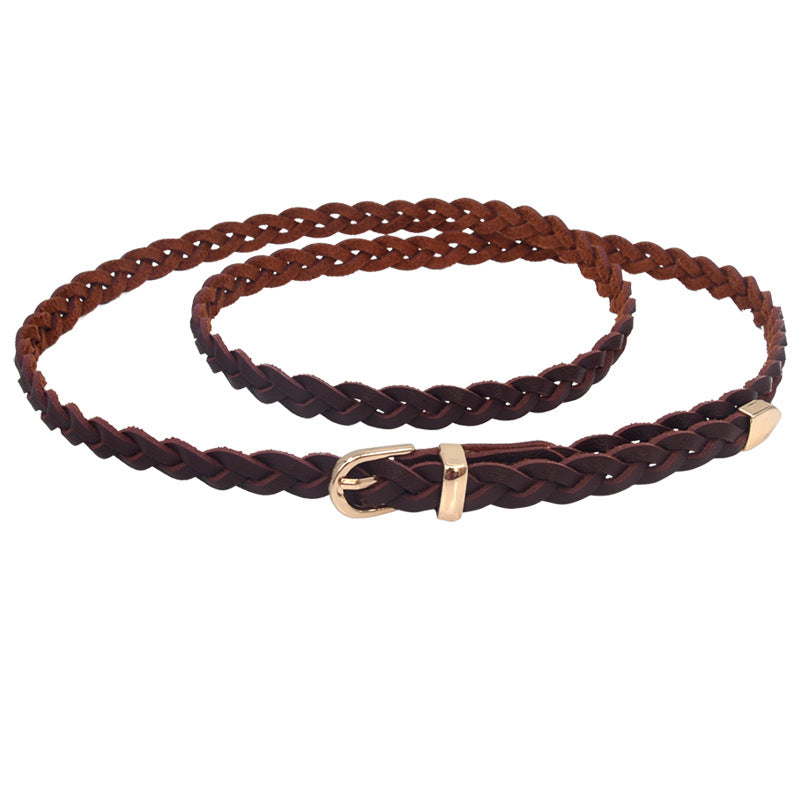 Twist woven women's thin belt