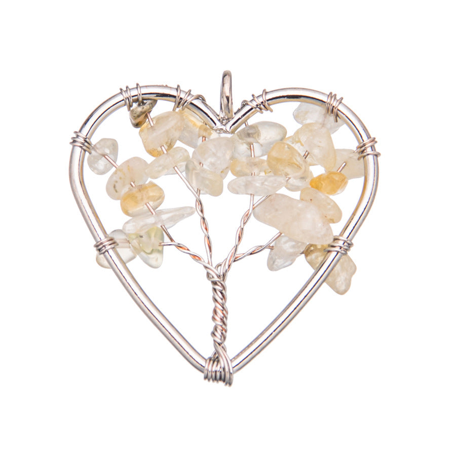 Crystal crushed stone 3cm heart pendant