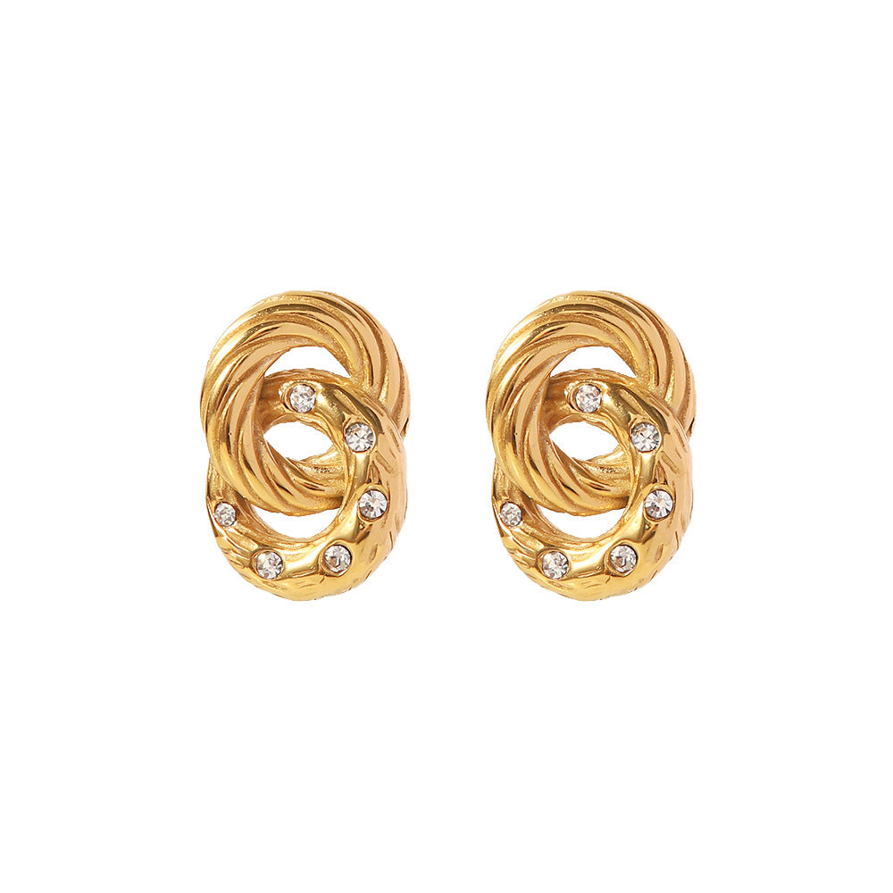 18K Gold Hoop Circle Zirconia Earrings