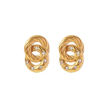 18K Gold Hoop Circle Zirconia Earrings