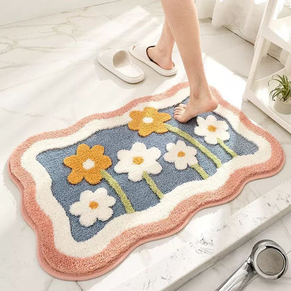 Non-slip floral bath mat