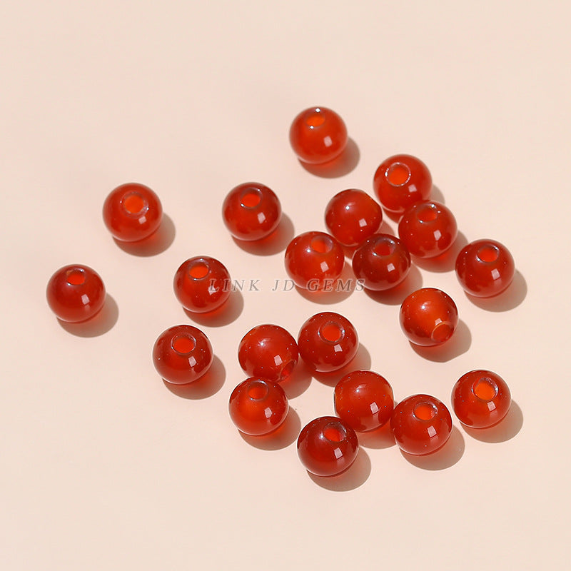 Agate round beads large hole beads