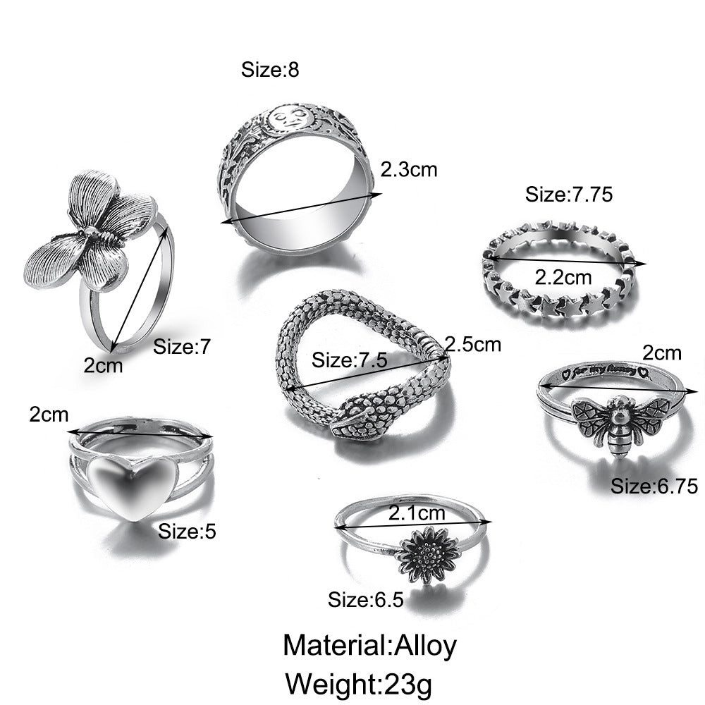 Butterfly ring set combination ring 7 piece set