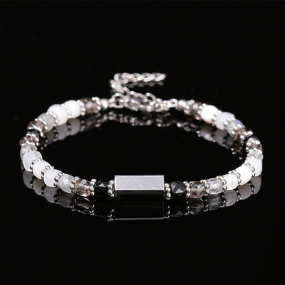 Five-color natural stone sugar cube stainless steel bracelet