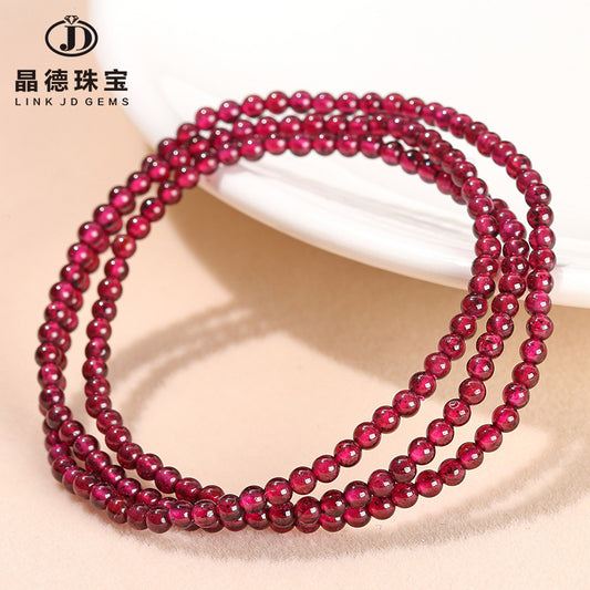 2-4Mm Natural Garnet Crystal Multi-Circle Bracelet