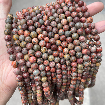 Natural red leopard skin stone loose beads