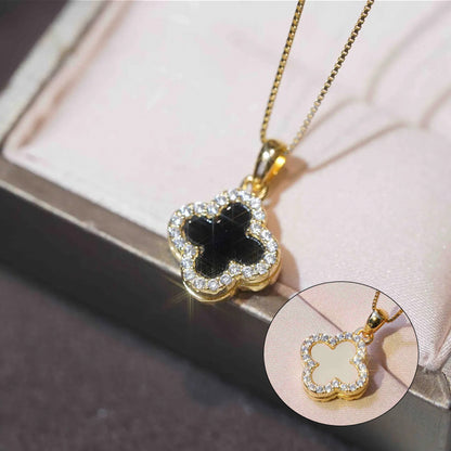 Double-sided four-leaf clover micro-set necklace