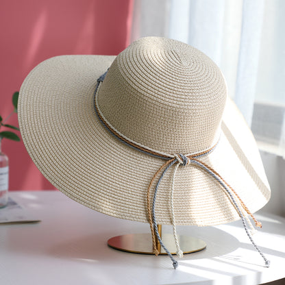 Summer Straw Hat Sun Protection Wide Brim Beach Vacation Foldable Trendy