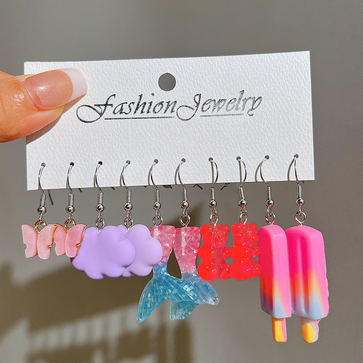 Colorful acrylic earrings set 5 pieces