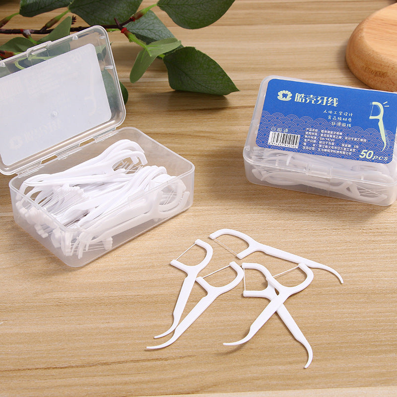 50-Pack Portable Dental Floss Picks Box