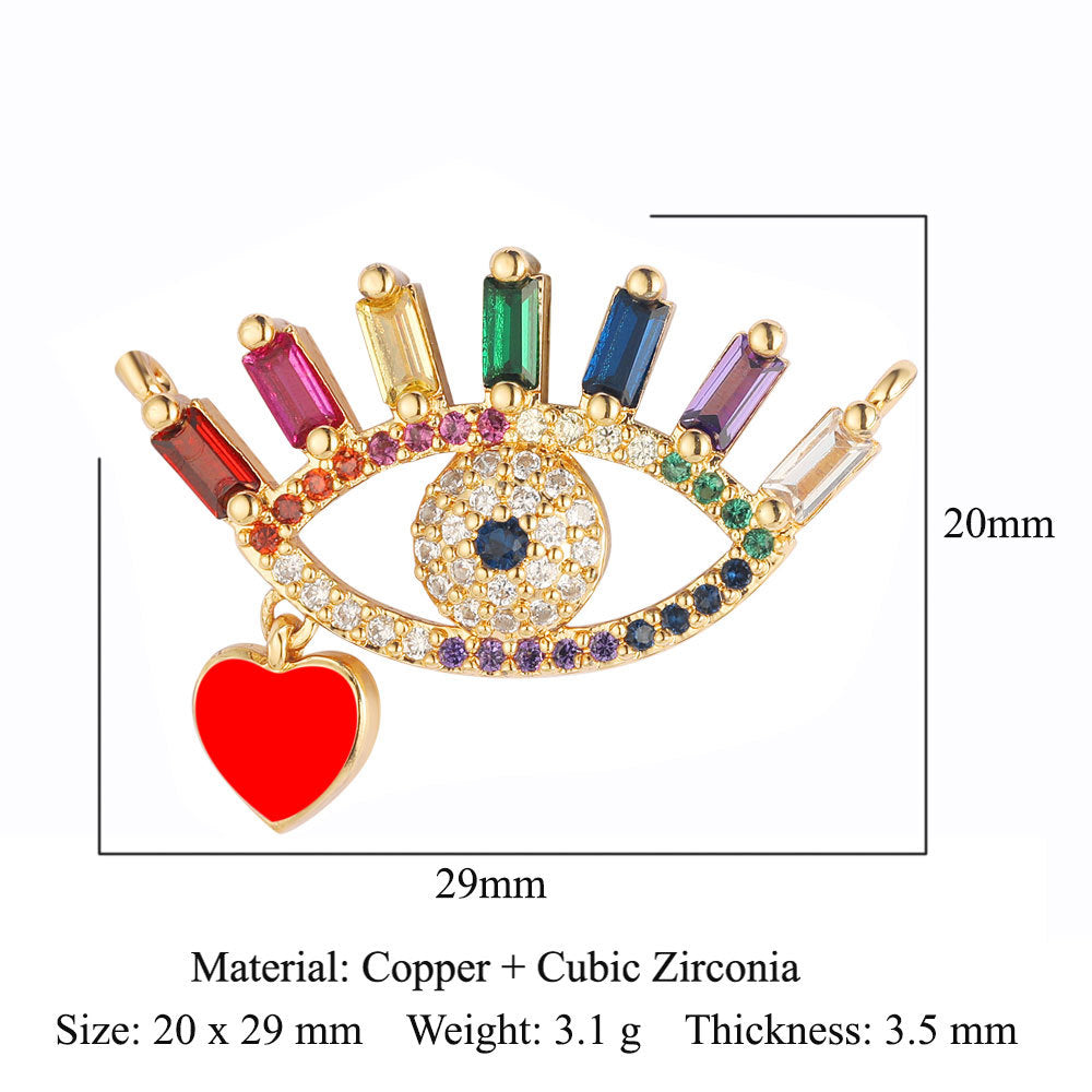 Love Cross Copper Zircon Pendant Devil's Eye