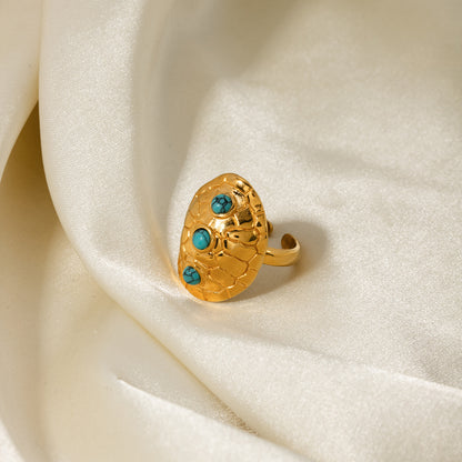 Turquoise Tortoise Shell Open Ring