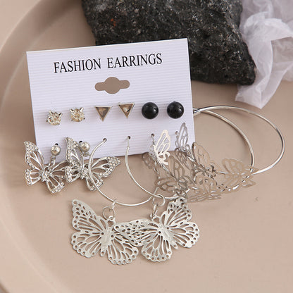 6-piece hollow butterfly earrings set