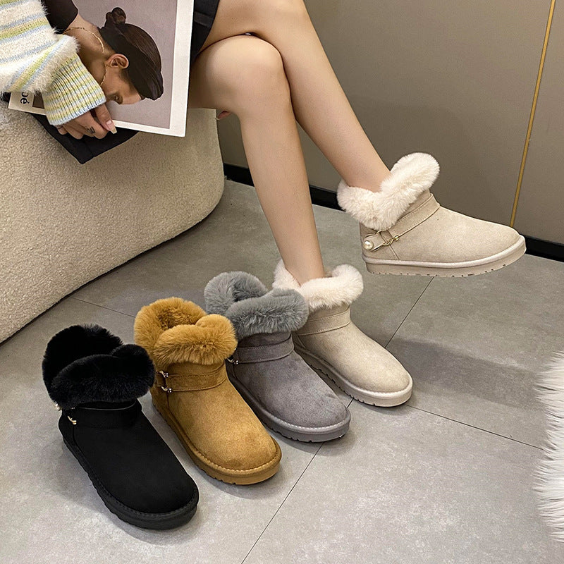 women's fur and velvet snow boots