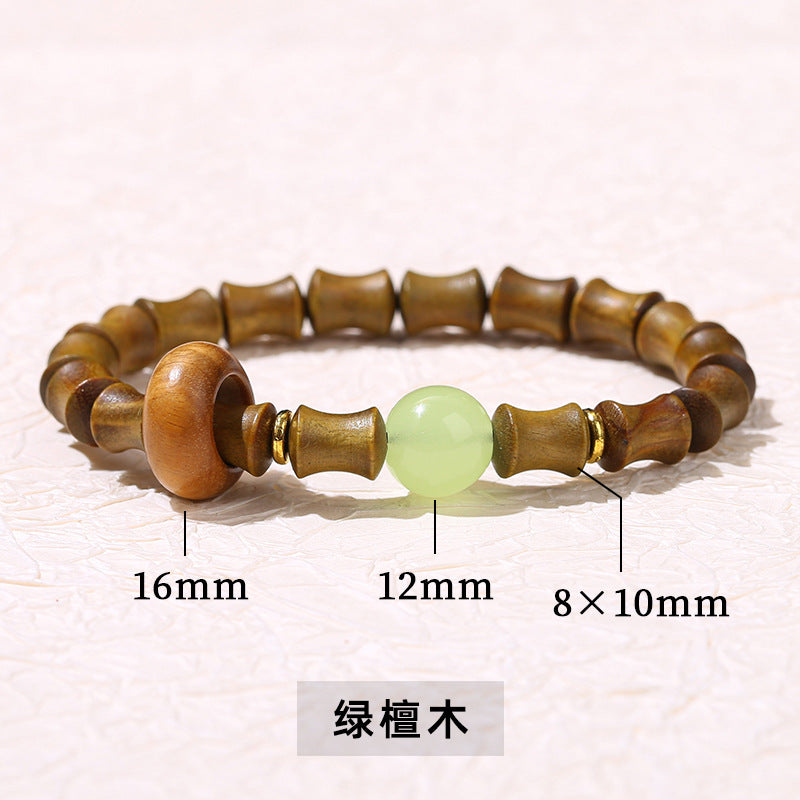 Green sandalwood bamboo bead bracelet.