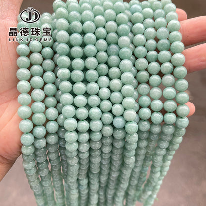 Perlas sueltas de jade jadeíta de Myanmar, cuentas redondas 