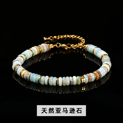 Natural Powder Crystal Tablet Bead Bracelet