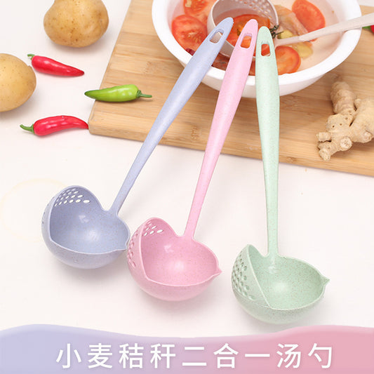 Wheat Straw Spoon, Long Handle Plastic Spoon