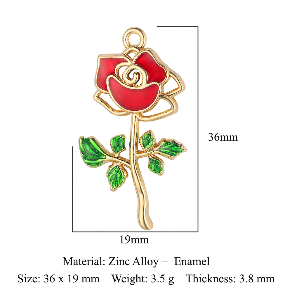 5 pcs/bag flower love rose alloy pendant