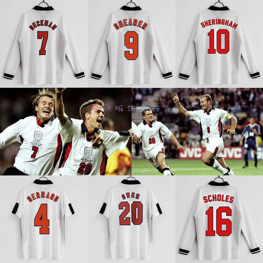 98 World Cup England Home 20 Owen 7 Beckham Gerrard Retro Jersey