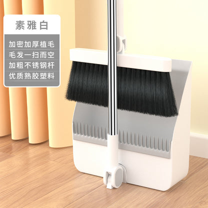 Folding Broom and Dustpan Set, Soft Brush, Hair-Resistant